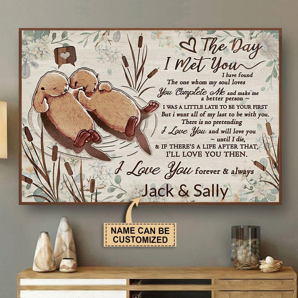 Aeticon Gifts Personalized Otter The Day I Met Canvas Mom Dad Gift Home Decor