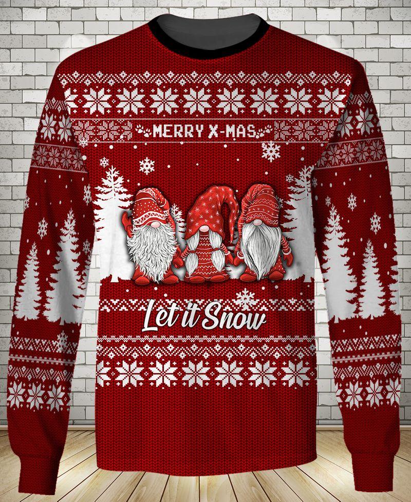 Three Elf Cute With Snow Pattern Is A Gift In Christmas Holiday 3D Sweatshirt