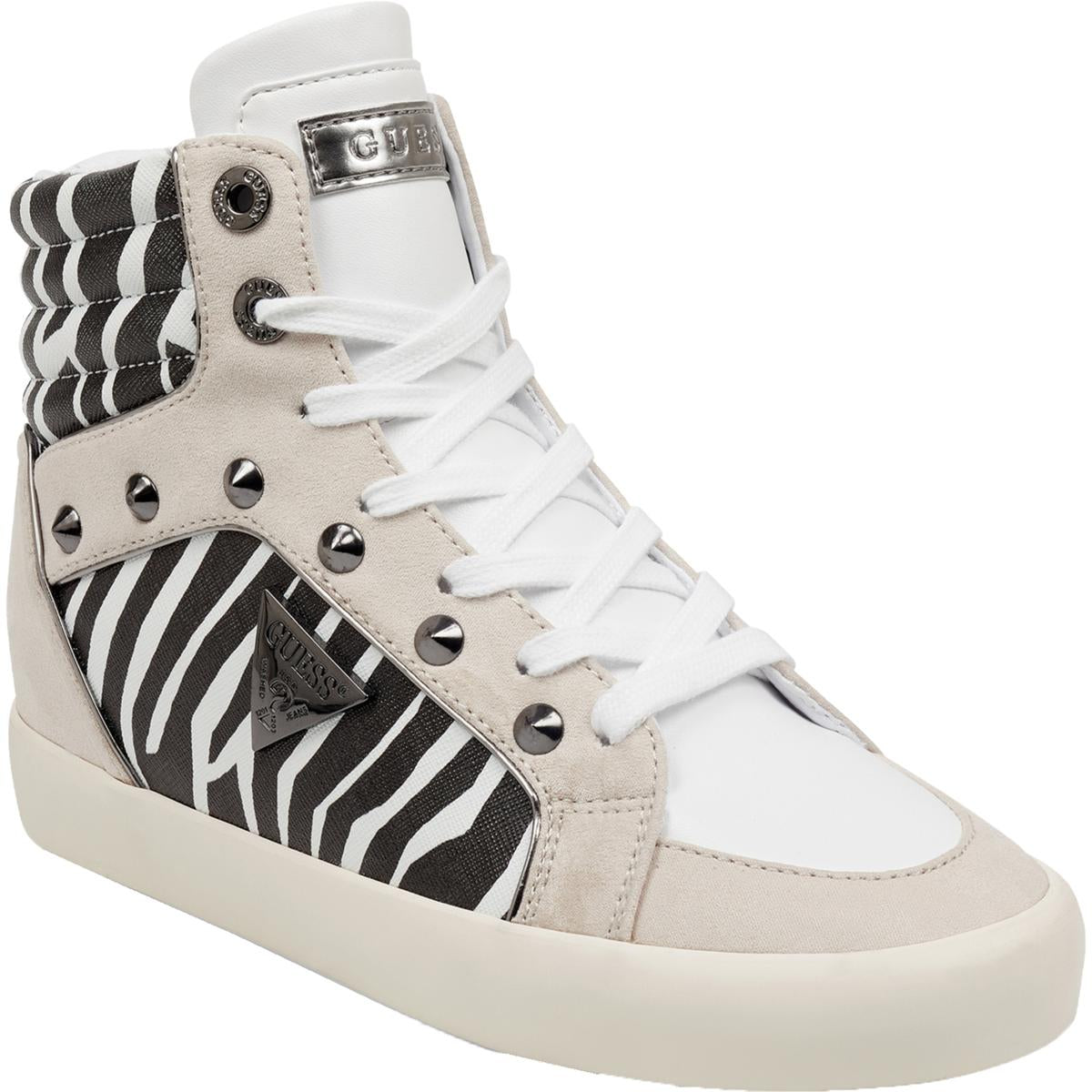 Porcia Womens Leather Animal Print High Top Sneakers