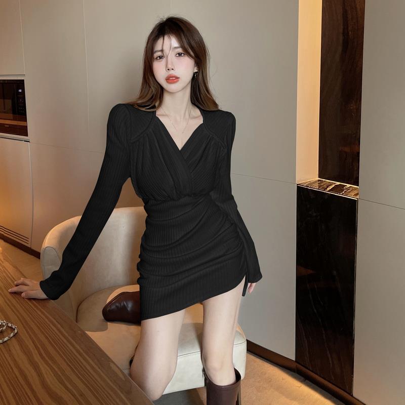 Autumn White Knit Dresses for Women Maxi Spring Women’s Sweater Knitted One-piece Dress Sexy 2022 Long Sleeve Chic and Elegant alx