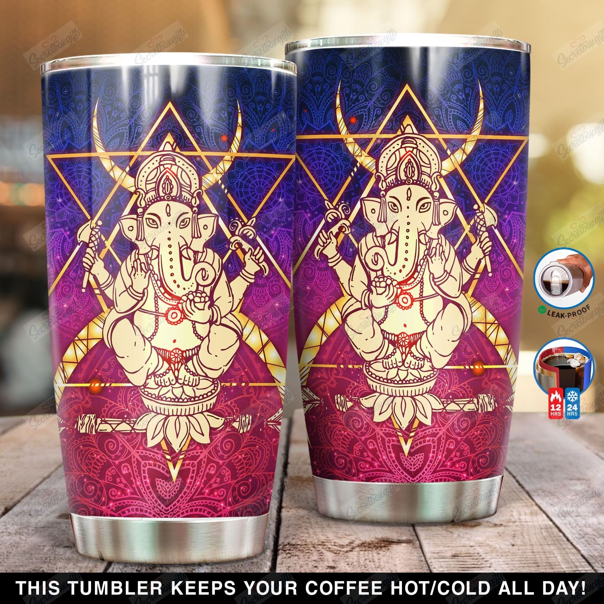 Personalized Indian Elephant Mandala Ni2601006Ym Stainless Steel Tumbler Customize Name, Text, Number