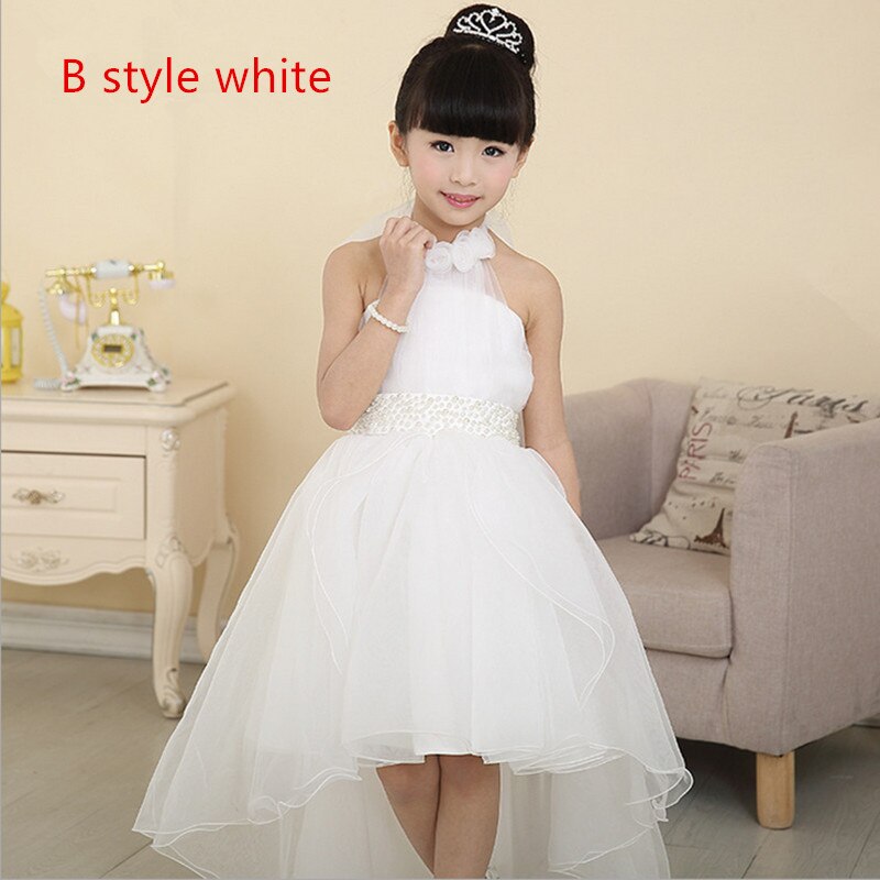 2022 New Summer Dress Flowers Enclose Neck Sleeveless Kids Girl Performance Dress Flower Girl Princess White Wedding Girl Dress alx