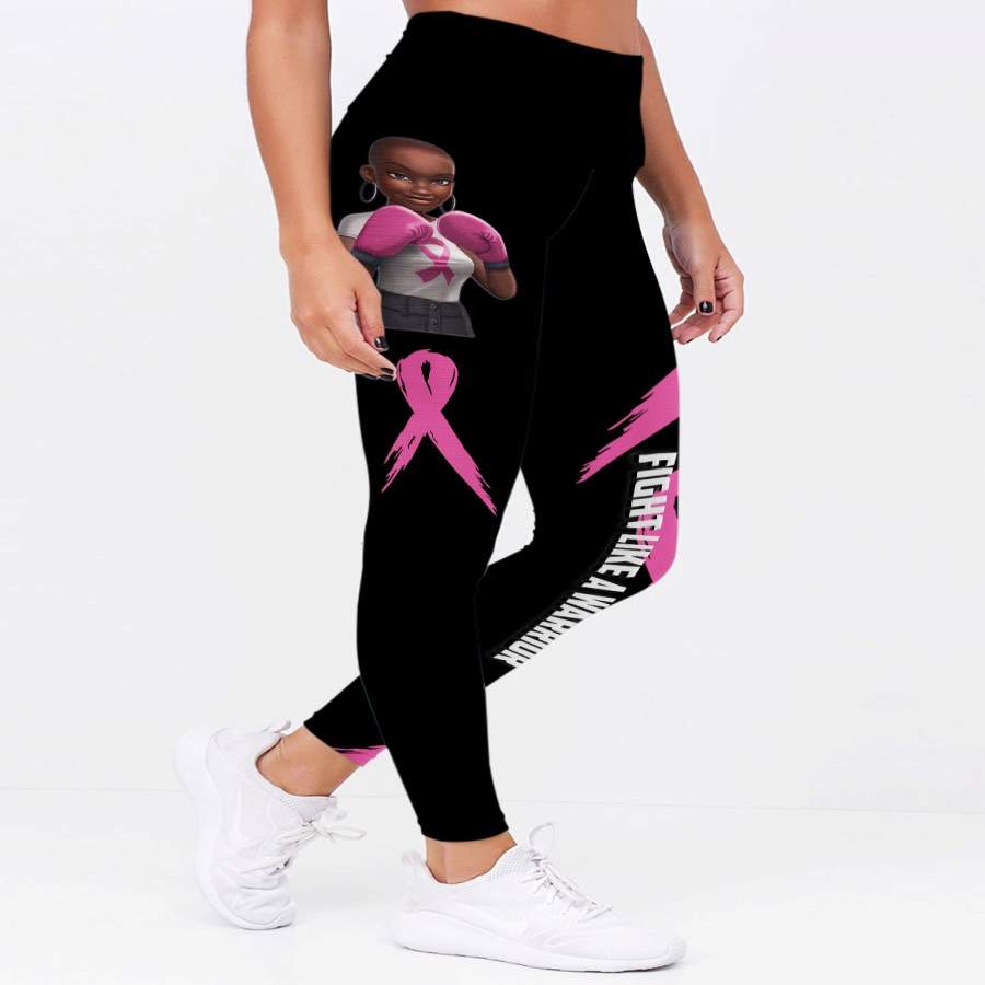 Pink Melanin Fight Like A Warrior™ Breast Cancer Awareness Premium Leggings