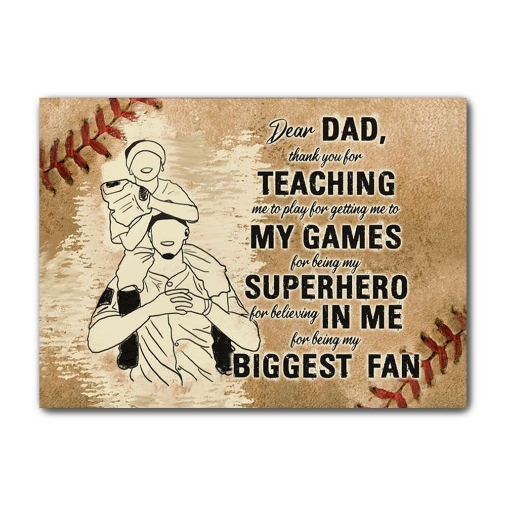 Poster Canvas Baseball Poster, Baseball Dad And Son Poster, Thank You Dad Poster Gift Decor Home Decor Wall Art Visual Art
