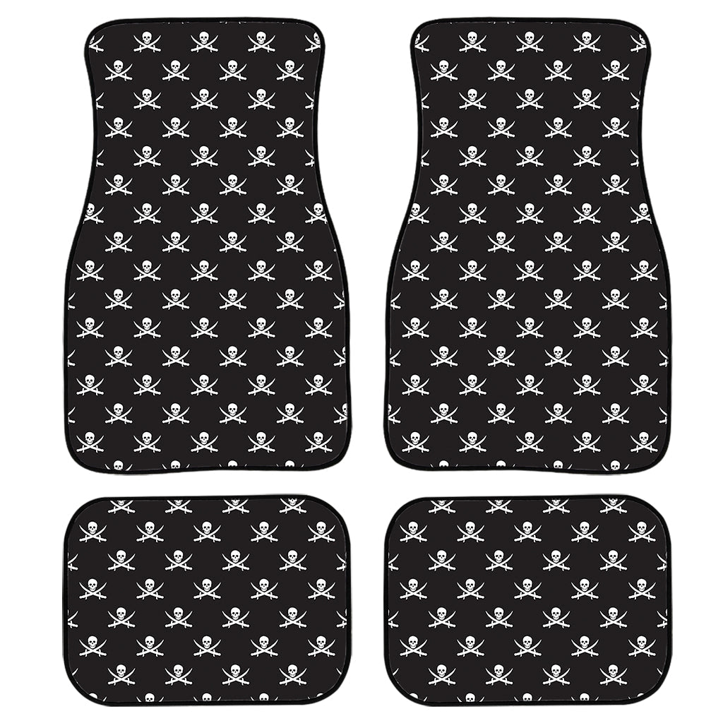 Pirate Skull Symbol Pattern Print Front And Back Car Floor Mats, Front Car Mat