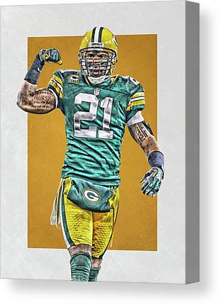 Charles Woodson Green Bay Packers Art Joe Hamilton Canvas Print