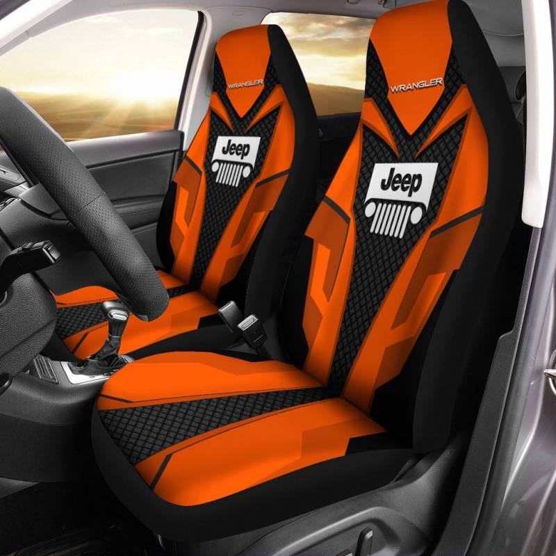 Jeep WrangLer TNC Car Seat Cover (Set of 2) Ver 2 (Orange)