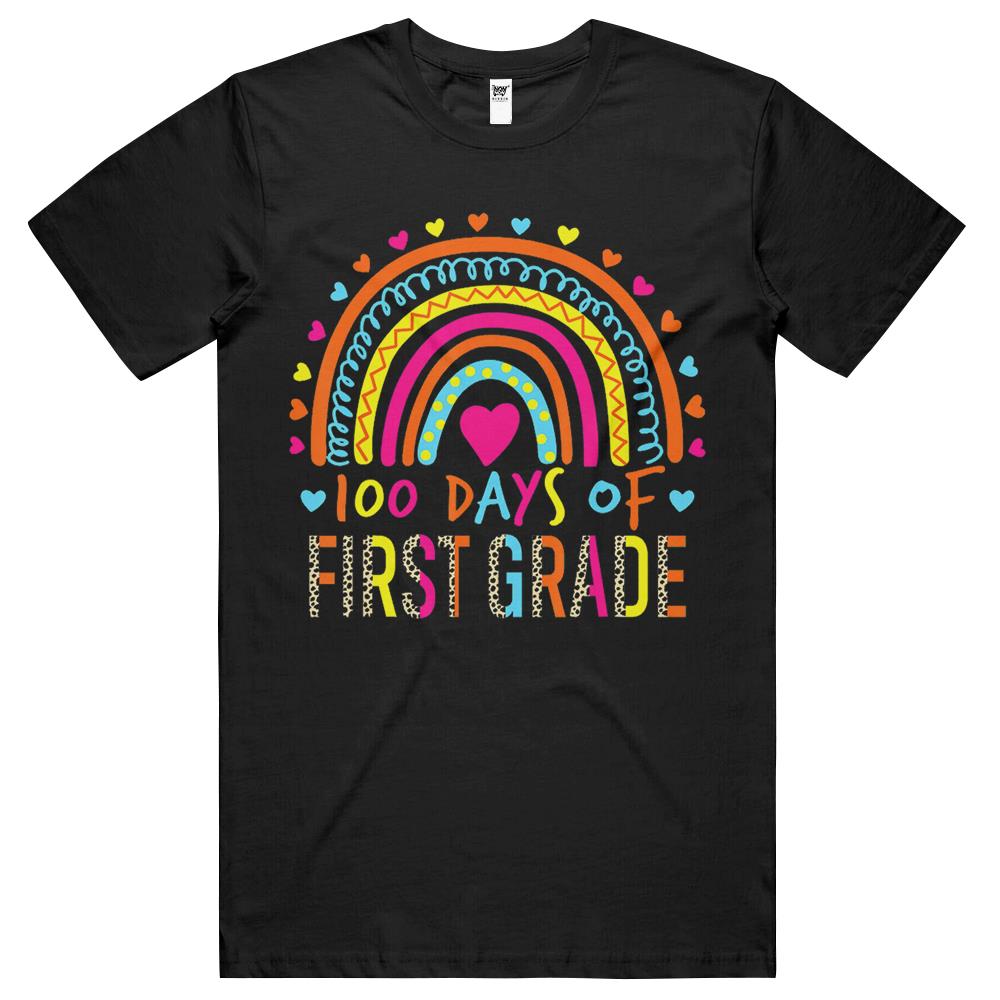 100 Days Of First Grade Leopard Rainbow 100Th Day Of School T Shirts