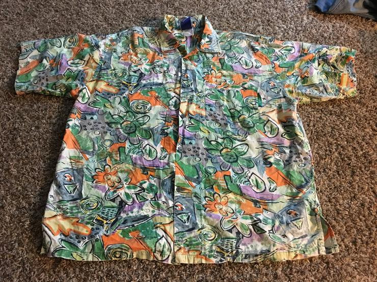 90S Gotcha Flower Print Button Up Oxford Rare Old School Throwback Hipster Ironic Trendy Retro Hawaiian Fun Funny Htf 80S Cool Shirt