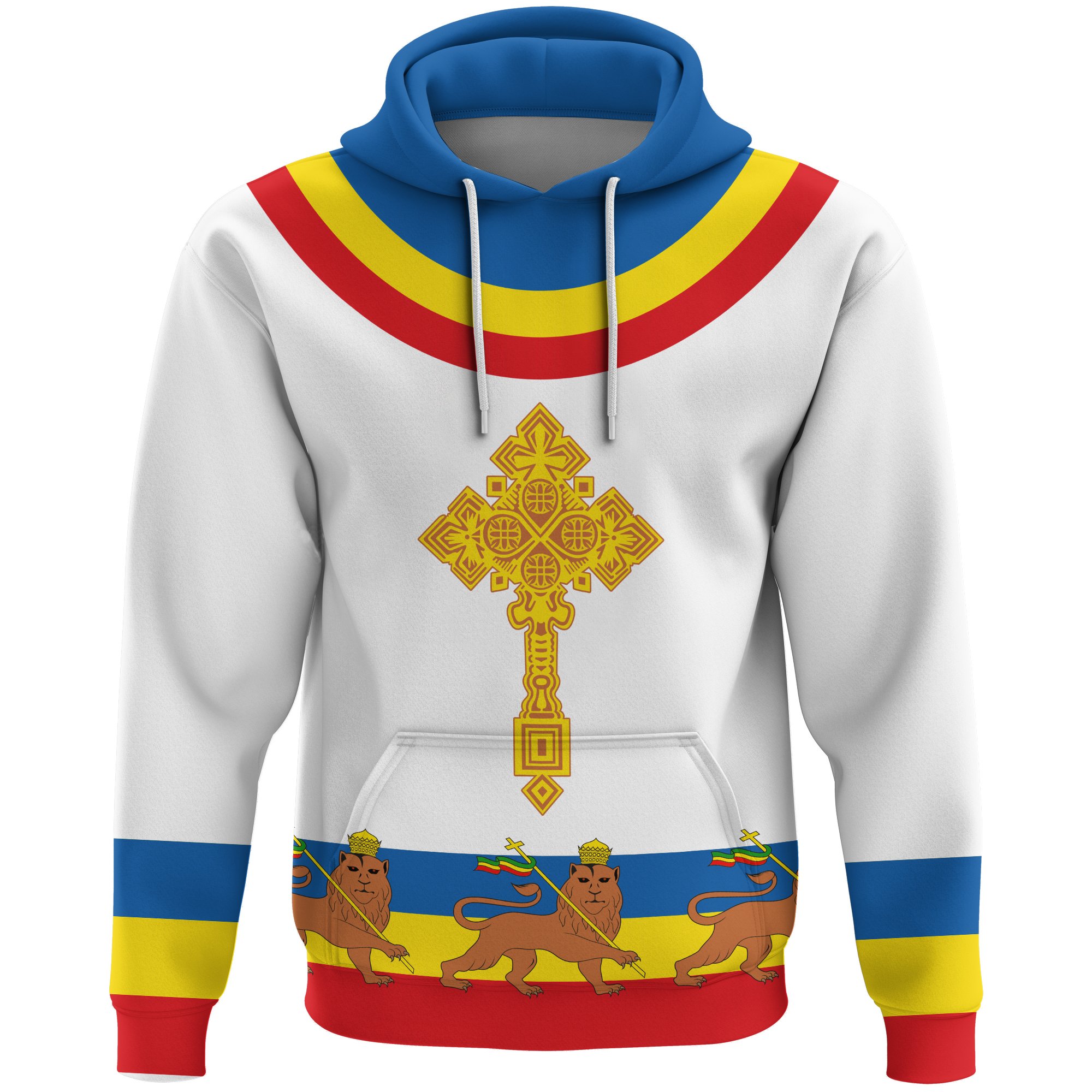 1stTheWorld Ethiopia Hoodie Cross Flag Lion A10