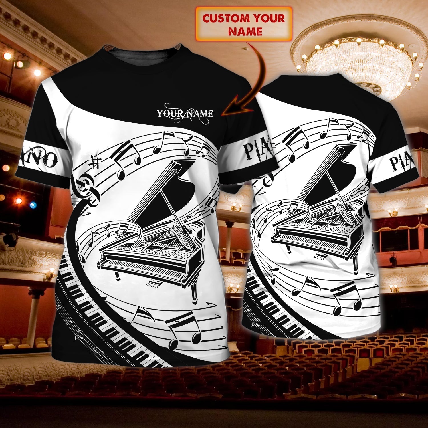 Customized 3D All Over Print Tshirt For Pianist, Present To Piano Lovers, Piano Shirt For Him, Her