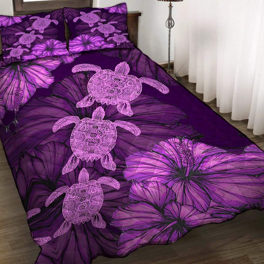 Turtle purple quilt bedding set HAC170404S2-HG