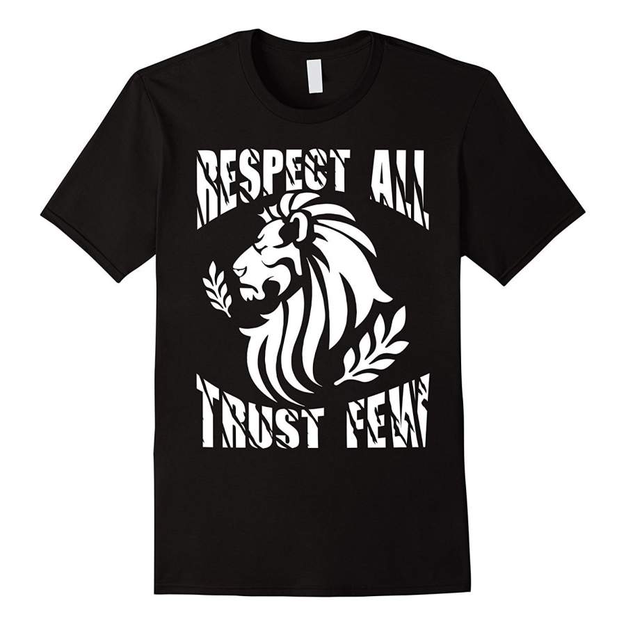 Respect All, Trust Few Lion T-Shirt For Men Fashion Cotton T-Shirt Graphic T-Shirt