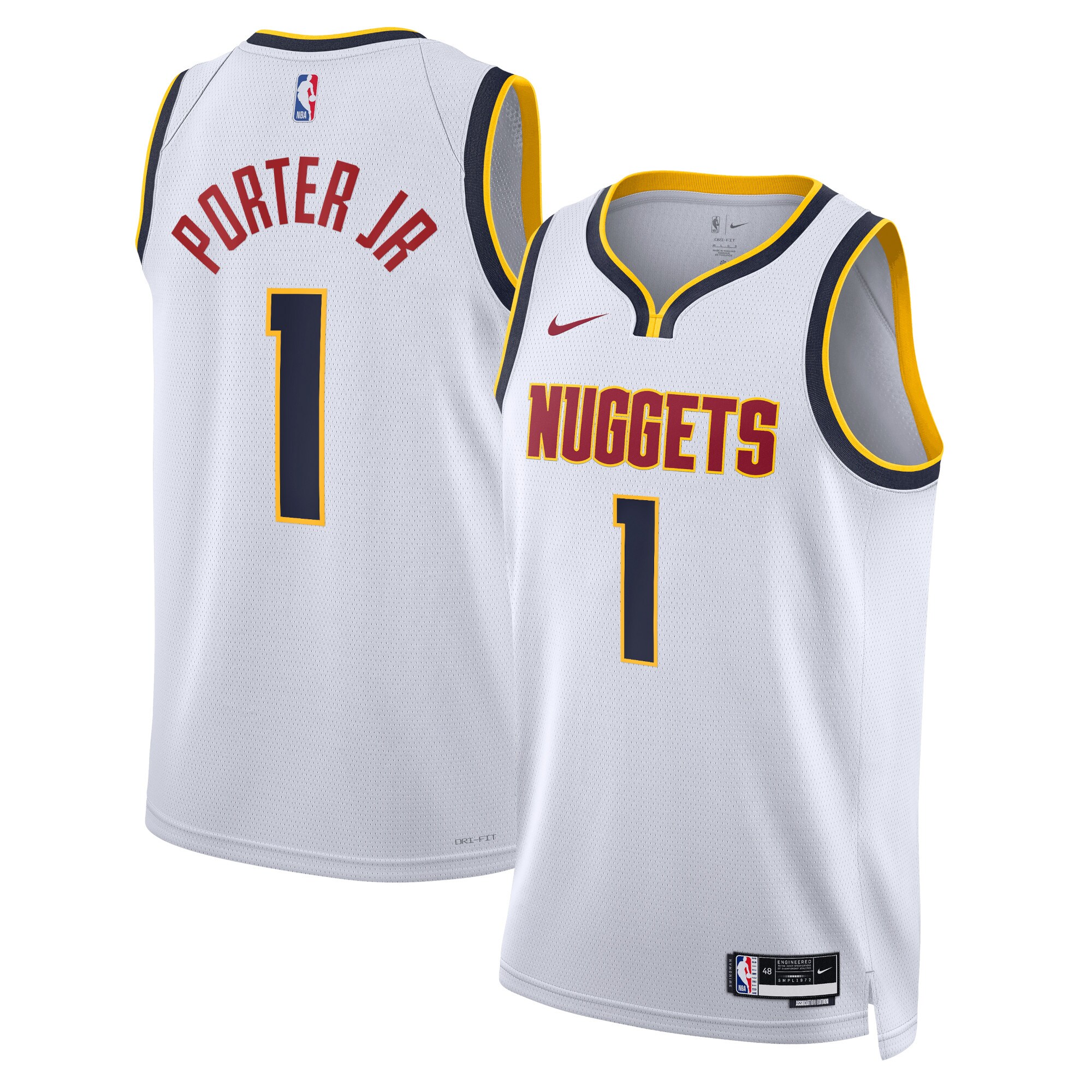 Denver Nuggets Association Edition Swingman Jersey – White – Michael Porter Jr. – Unisex