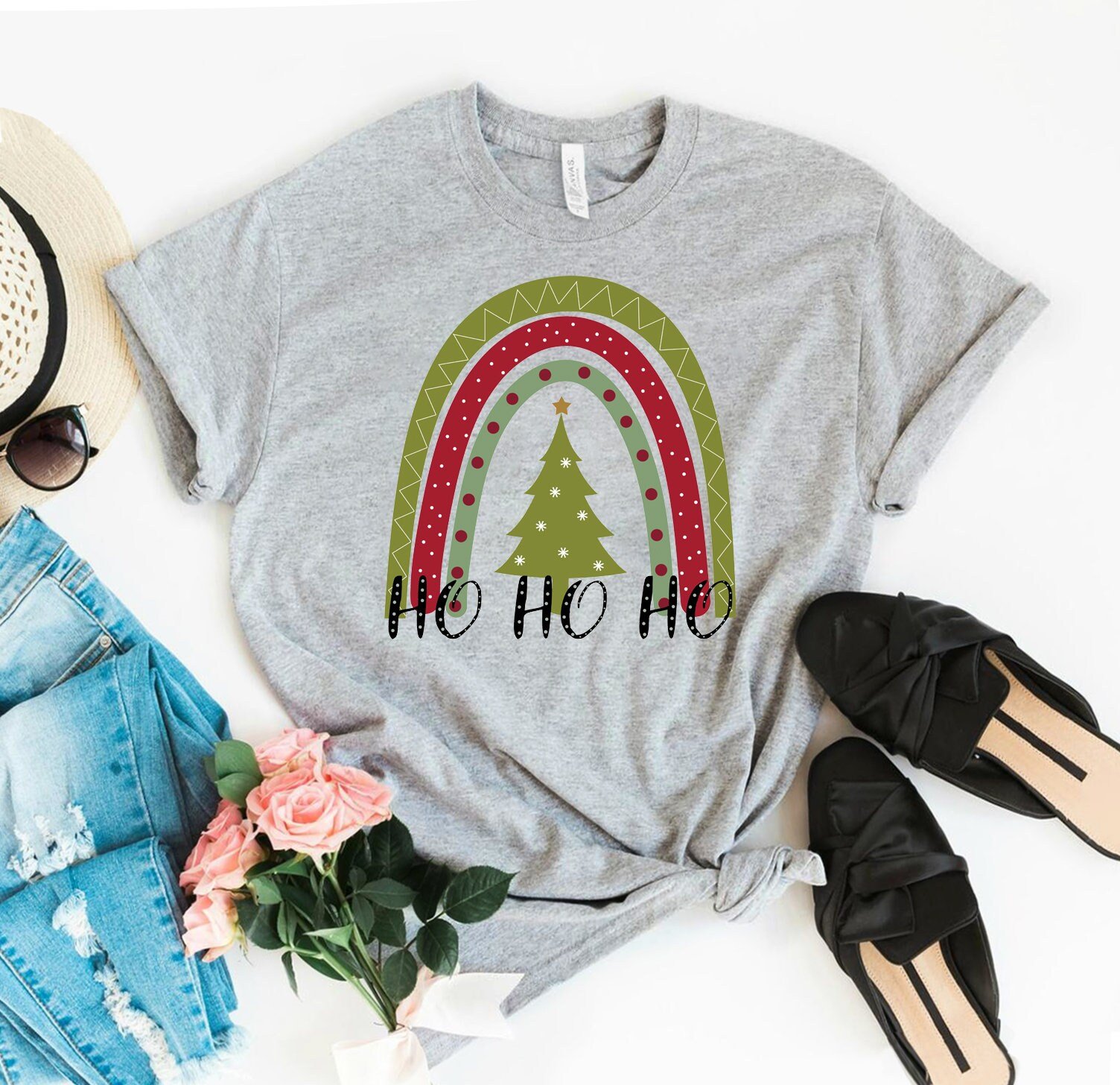 Ho Ho Ho Christmas Shirt, Christmas Family Shirt, Christmas Tshirt, Christmas Gift For Her, Christmas Tree Shirt, Santa Tshirt, Holiday Gift - Moderndaydecors Christmas Collection