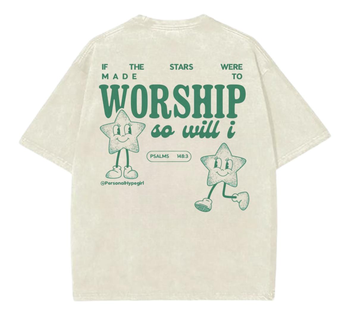 If the Stars Were Made to Worship So Will I Jesus T-Shirt, Vintage Christian Shirt, ‘I Love Jesus’ Graphic Tee, Comfortable Menswear Top, Perfect Gift for Believers