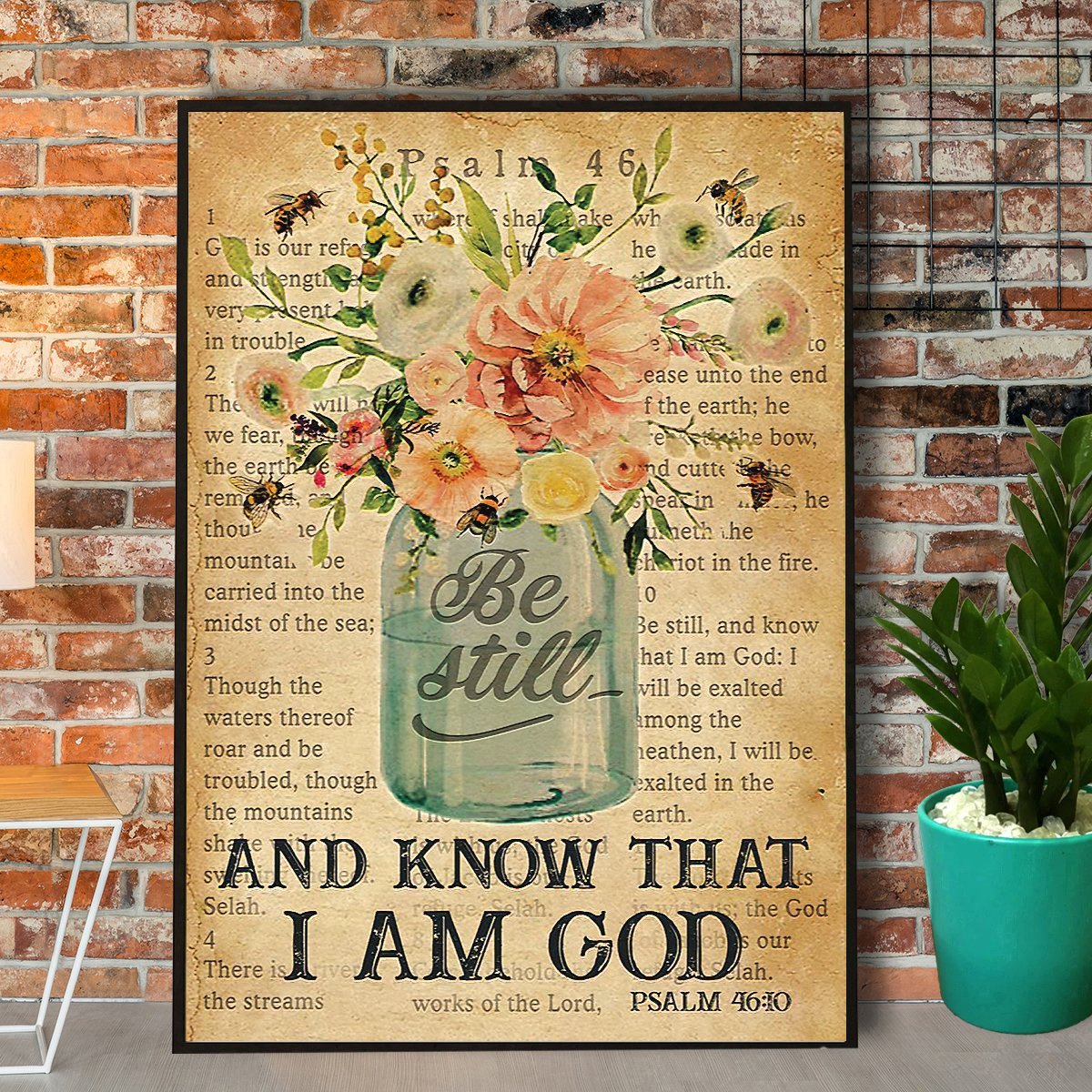 Bee Be Still And Know That I Am God Vintage Poster No Frame