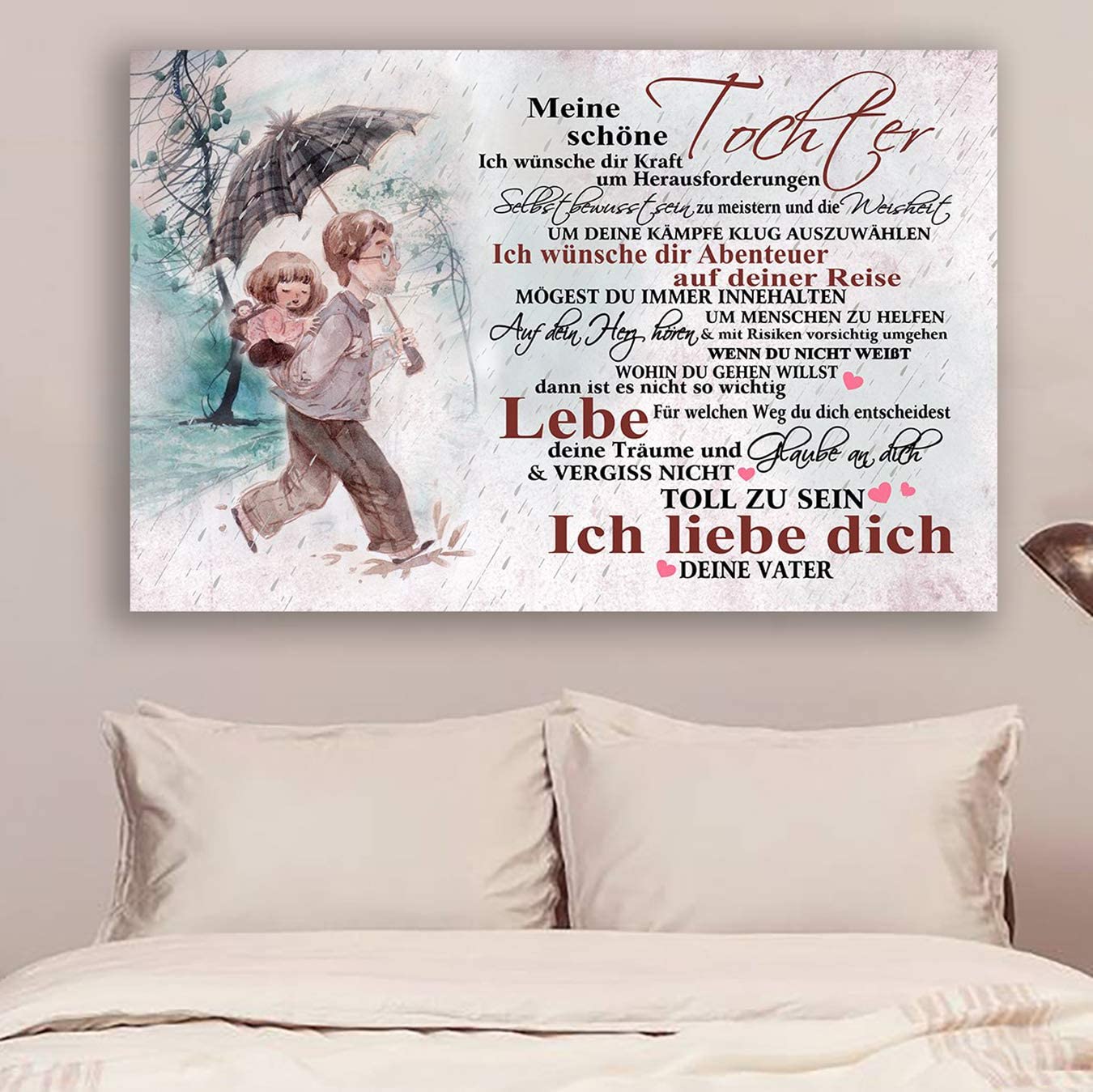 Poster for Room Aesthetic -Command Strips Wall Decor – Hn132 Family Poster – Dad to Daughter – I Wish You The Strength to Face Challenges-German