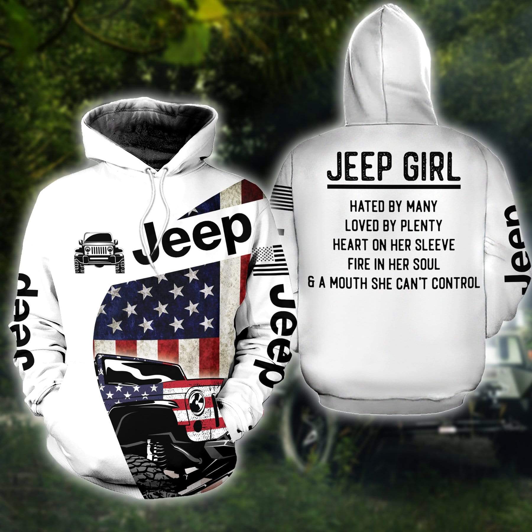 Jeep Girl Hated By Many Love By Plenty White Hoodie 3D