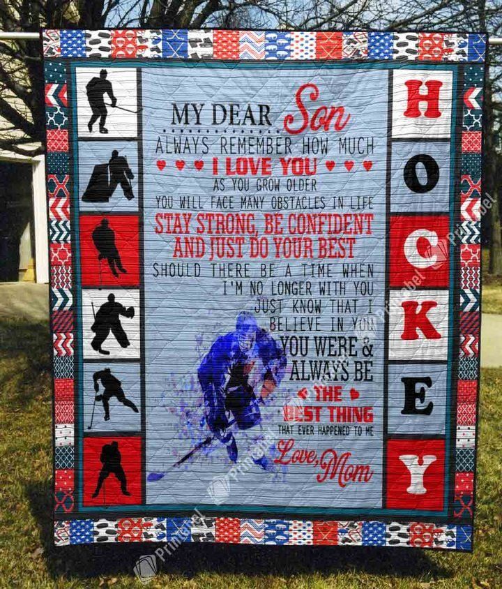 MY DEAR SON HOCKEY QUILT BLANKET