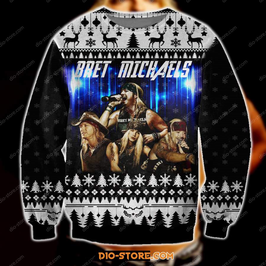 BRET MICHAELS 3D PRINT UGLY CHRISTMAS SWEATSHIRT