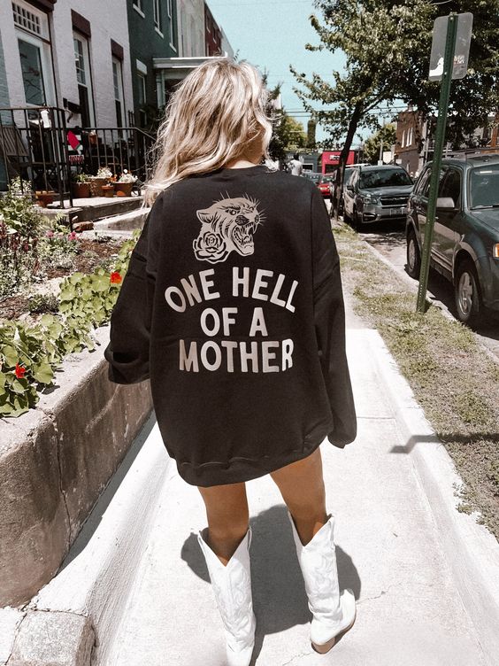 One Hell Of A Mother Crew, Cool Mom Trendy Mom Sweatshirt