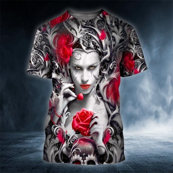 Beautiful Rose Queen Sugar Skull 3D All Over Printed Unisex Tshirt Us Size