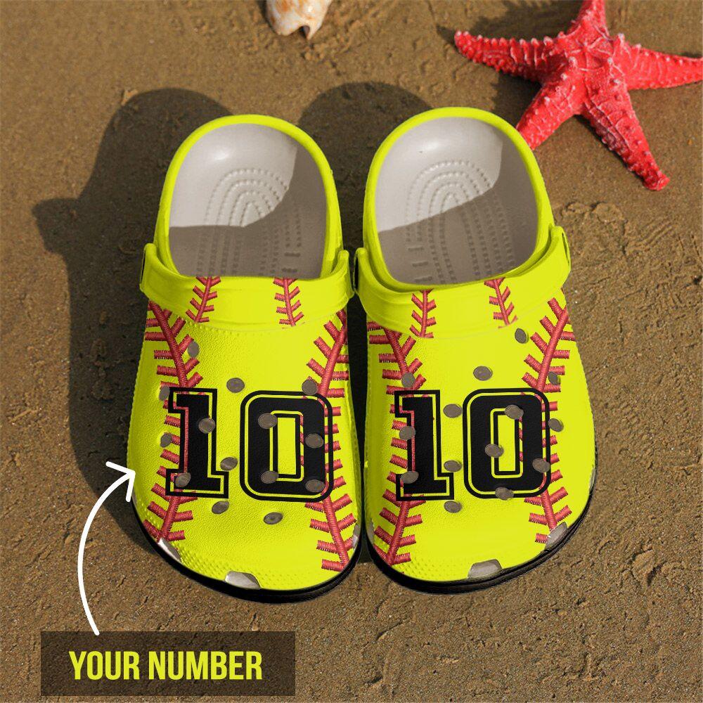 Softball Personalized Clog, Custom Name, Text, Color, Number Fashion Style For Women, Men, Kid, Print 3D Softball Texture