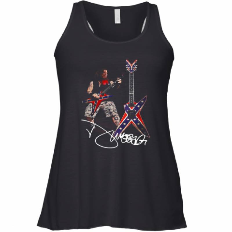 Dimebag Darrell Costume Playing Guitar Signatures Racerback Tank T-Shirt