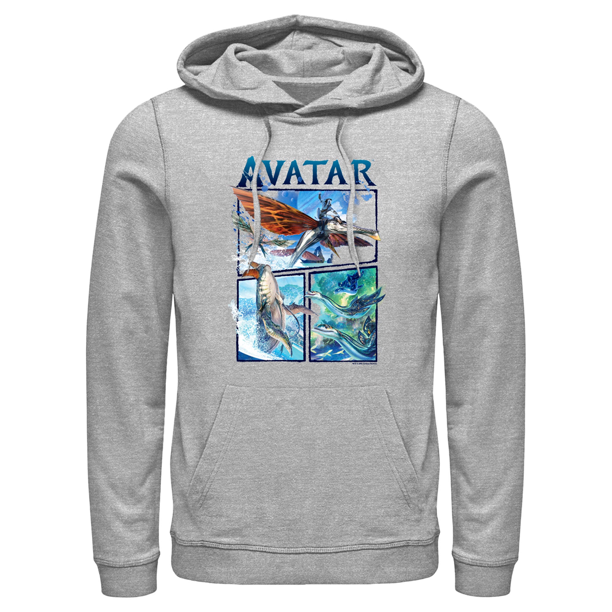 Men’S Avatar: The Way Of Water Watercolor Air And Sea Creatures Logo Pull Over Hoodie