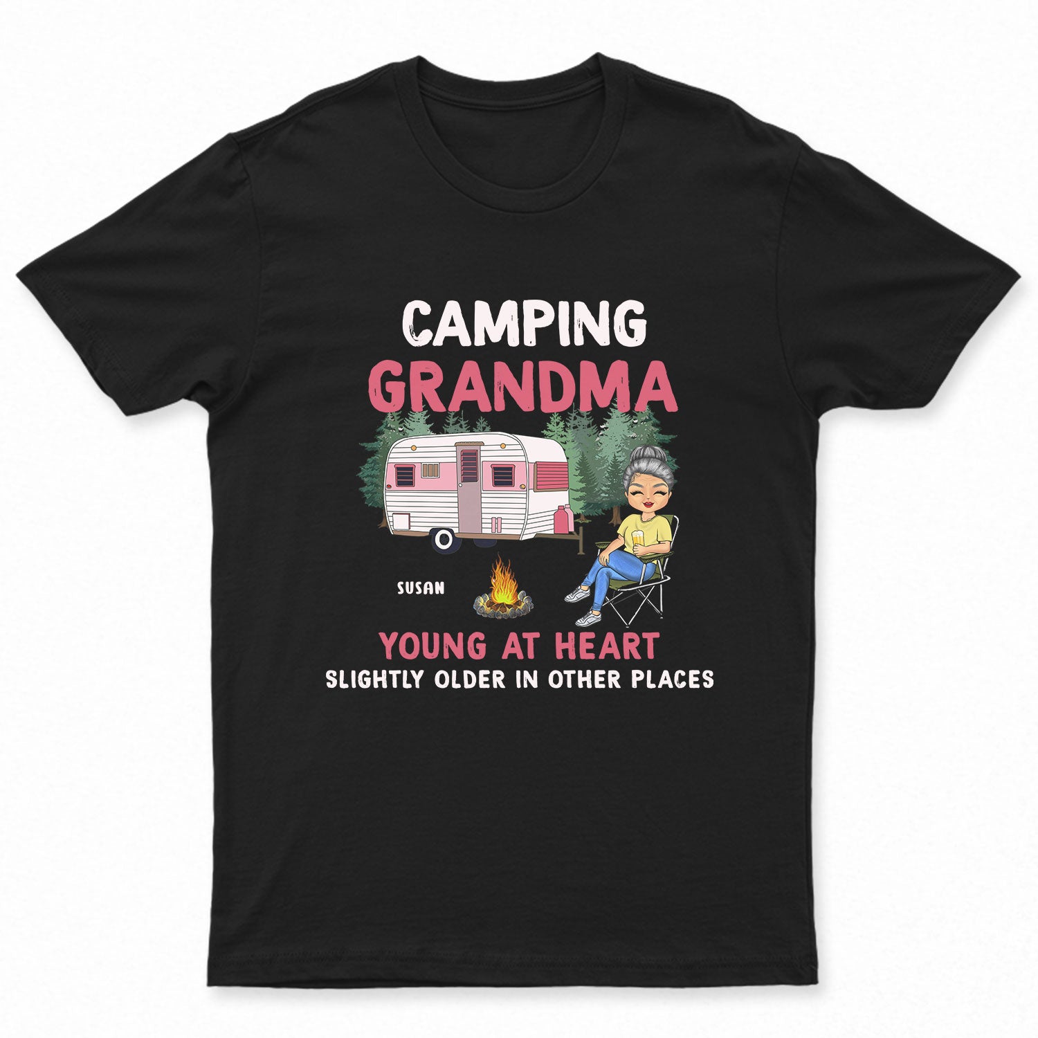 Camping Grandma Young At Heart – Gift For Camping Lovers – Personalized Custom T Shirt