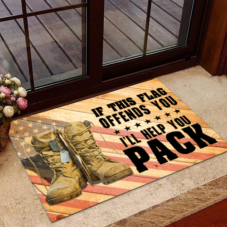 Veteran Doormat, Welcome Rug, If This Flag Offends You I’Ll Help You Pack Door Mats