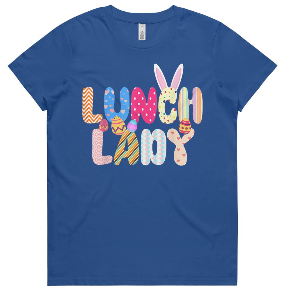 Bunny Lunch Lady Funny Egg Easter Day Floral Womens Tshirts