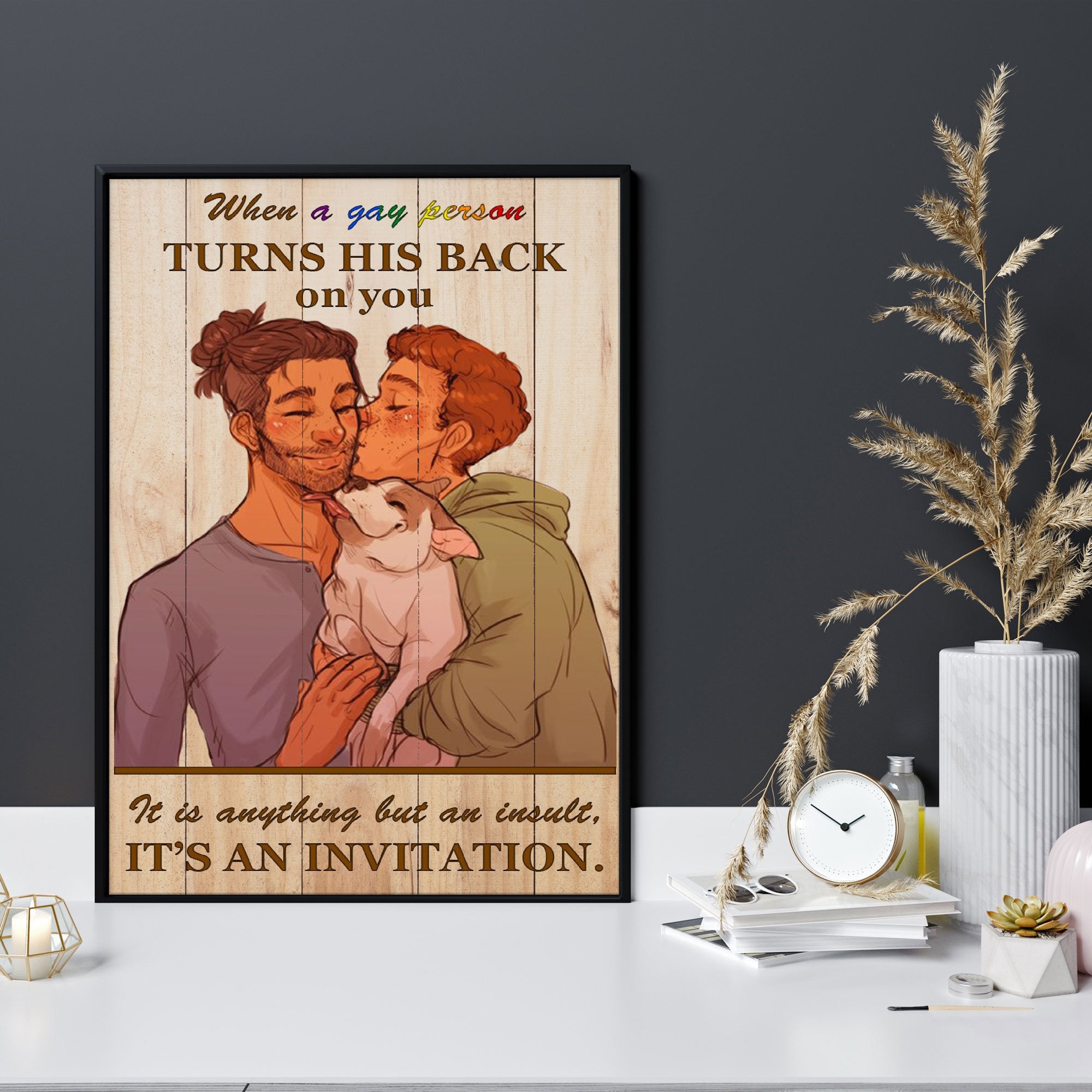 Gay Couple Romance Printed Canvas Poster Wall Art, Poster Print, Canvas Print Wall Decor