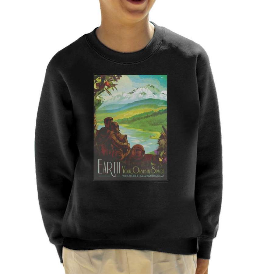 NASA Earth Interplanetary Travel Poster Kid’s Sweatshirt