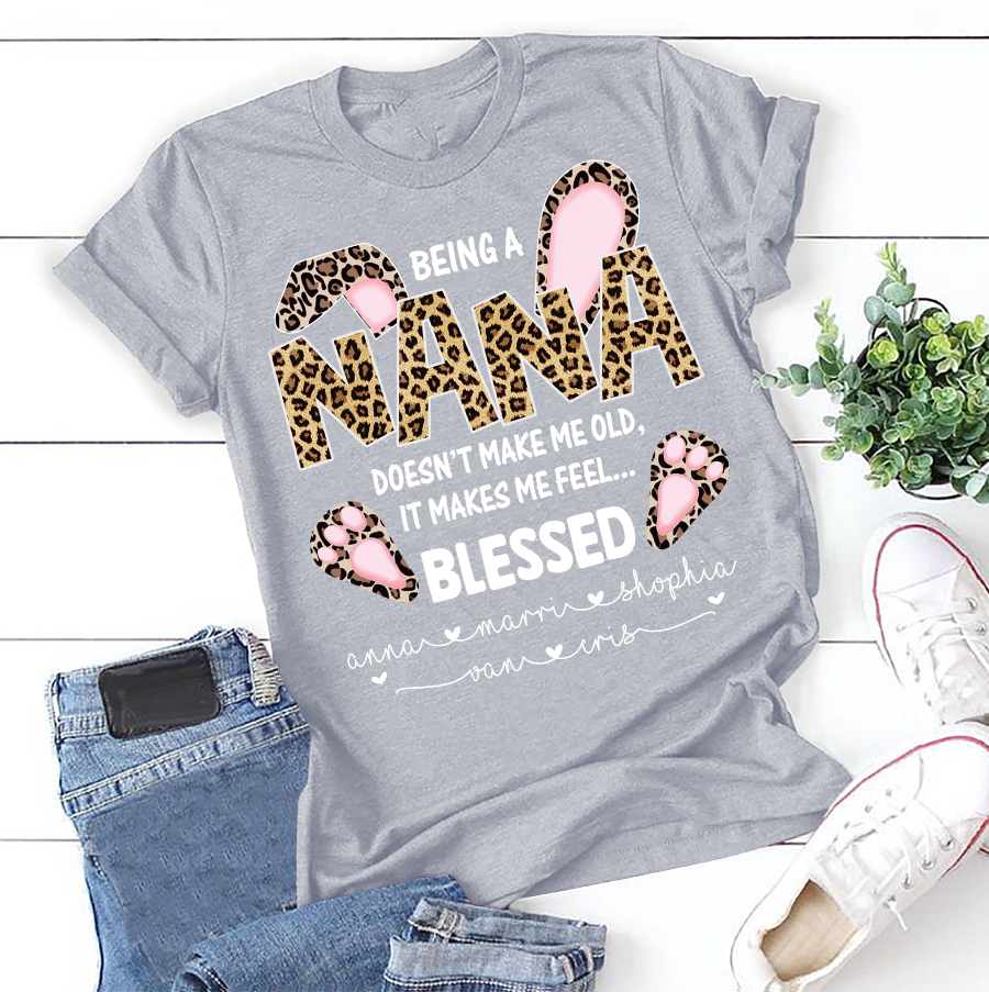 Apayprint – Blessed Nana – Bunny | Personalized T-Shirt, S – 5XL, White Grey Pink Blue Black