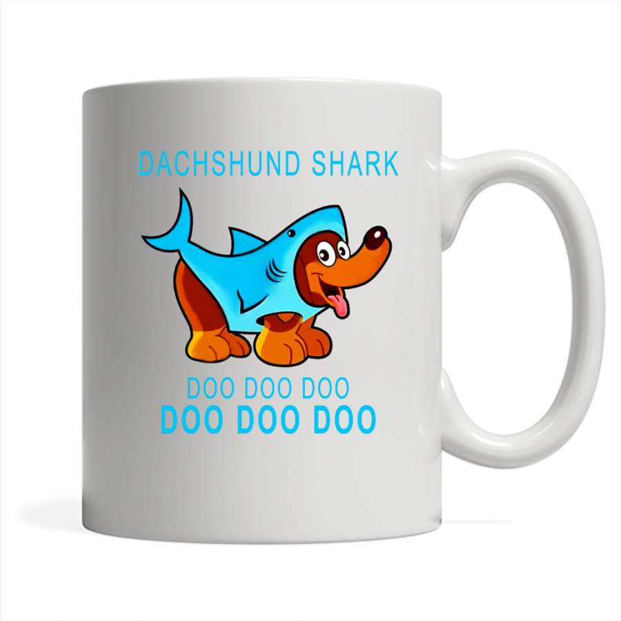 Dachshund Shark Doo Doo Doo – Full-Wrap Coffee White Mug