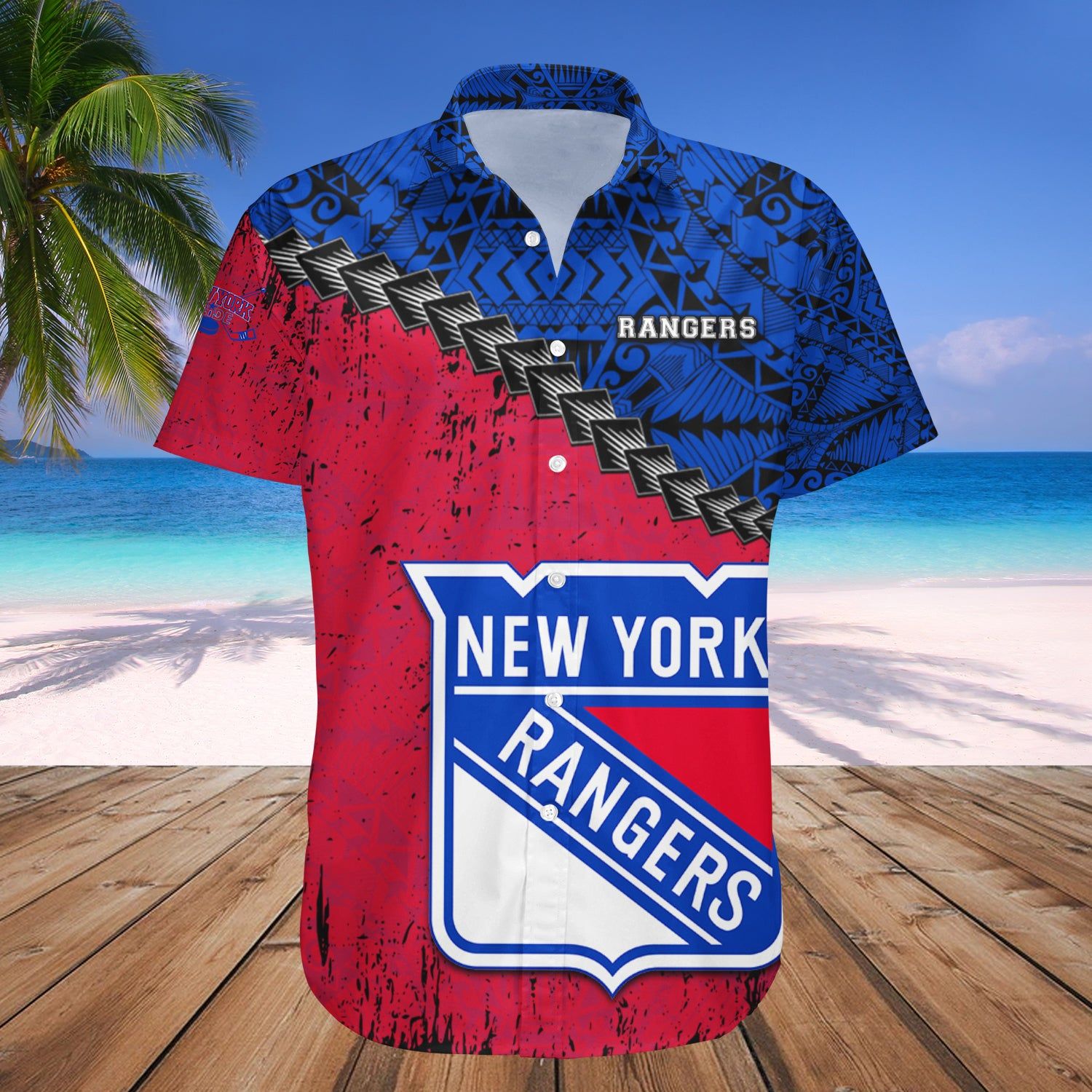 New York Rangers Hawaii Shirt Grunge Polynesian Tattoo – Nhl