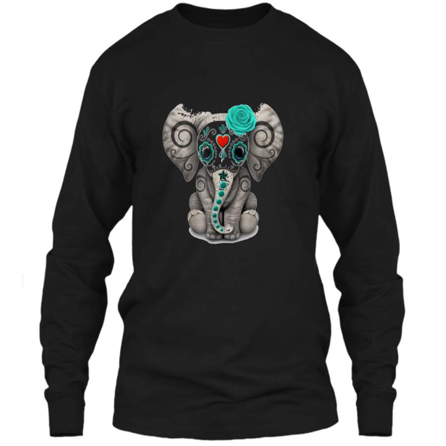 Sugar Skull Elephant Day Of The Dead Halloween  LS Ultra Cotton Tshirt