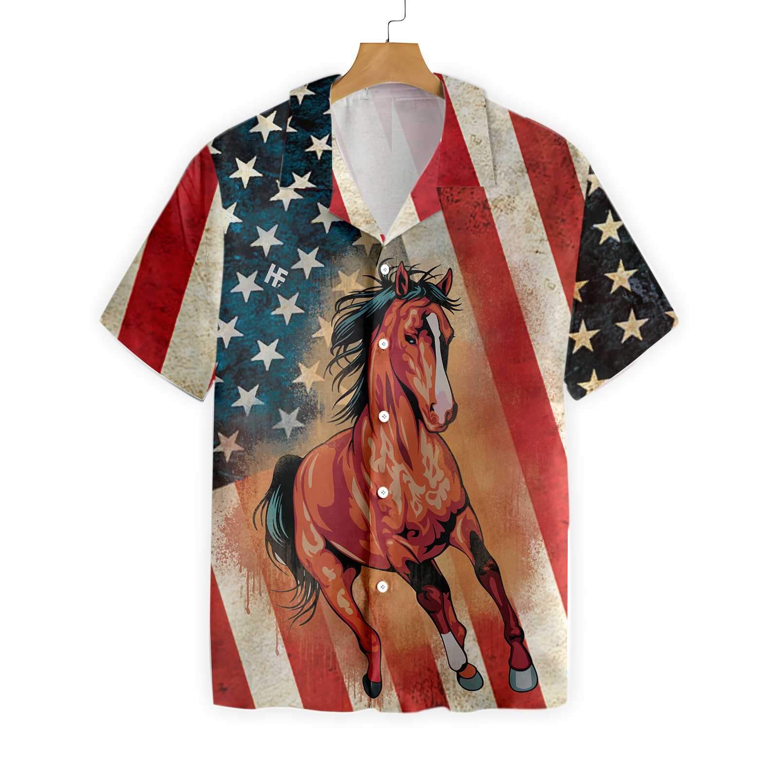 Horse American Flag Hawaiian Shirt – Jamestees Store