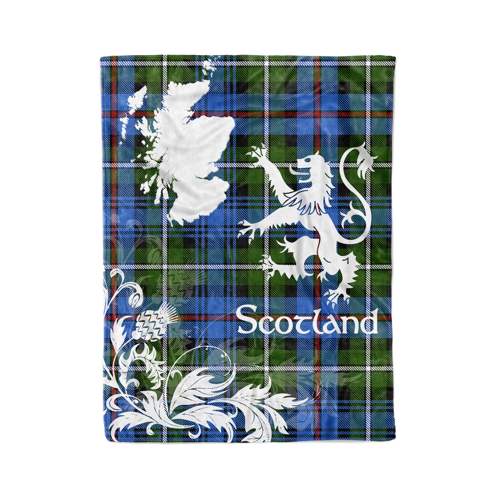 Tartan Plaid Fleece Blanket Tartan Blanket Thistle And Lion Scottish Clan Mackenzie Modern Plaid Blanket