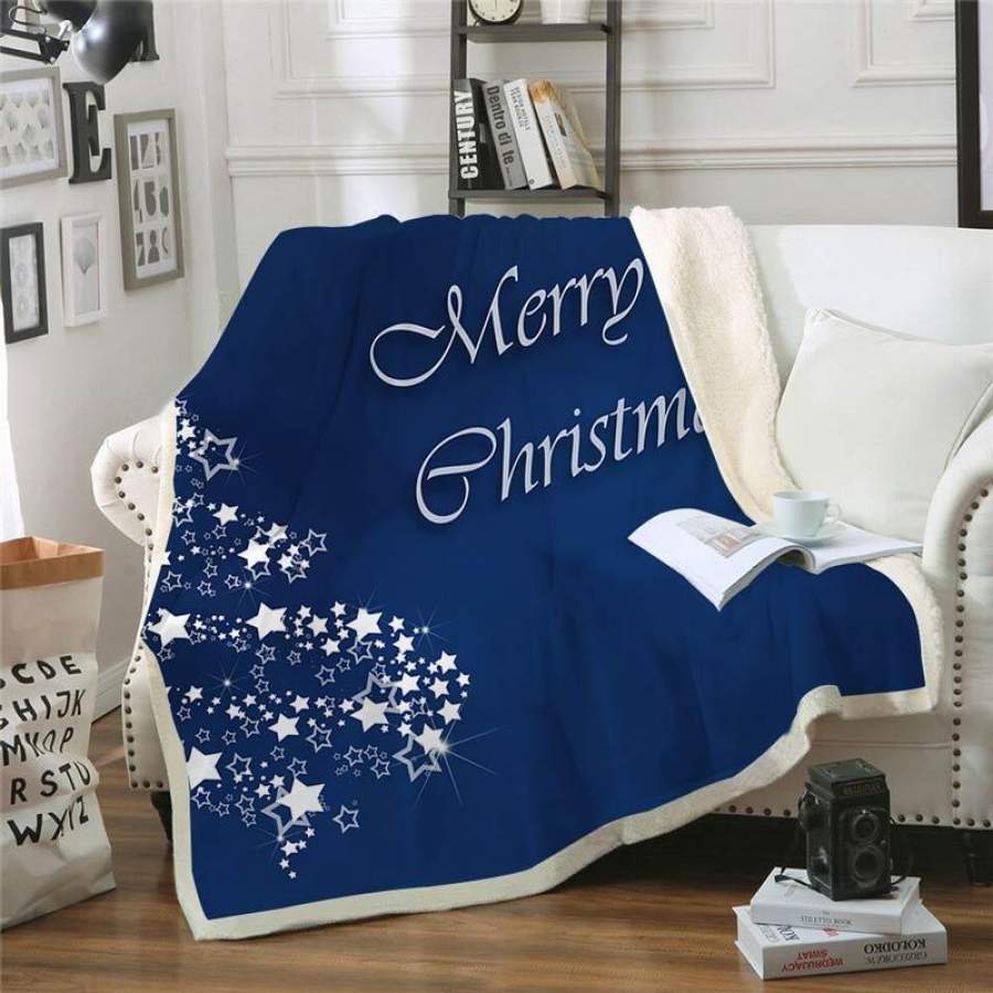 Blue Christmas Blanket | Christmas Fleece Throw Blanket for Adult and Kids