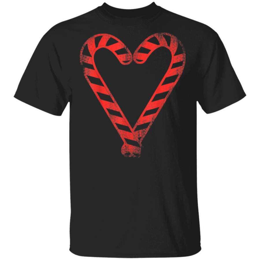 Candy Cane Heart Christmas Vintage Graphic T-Shirt