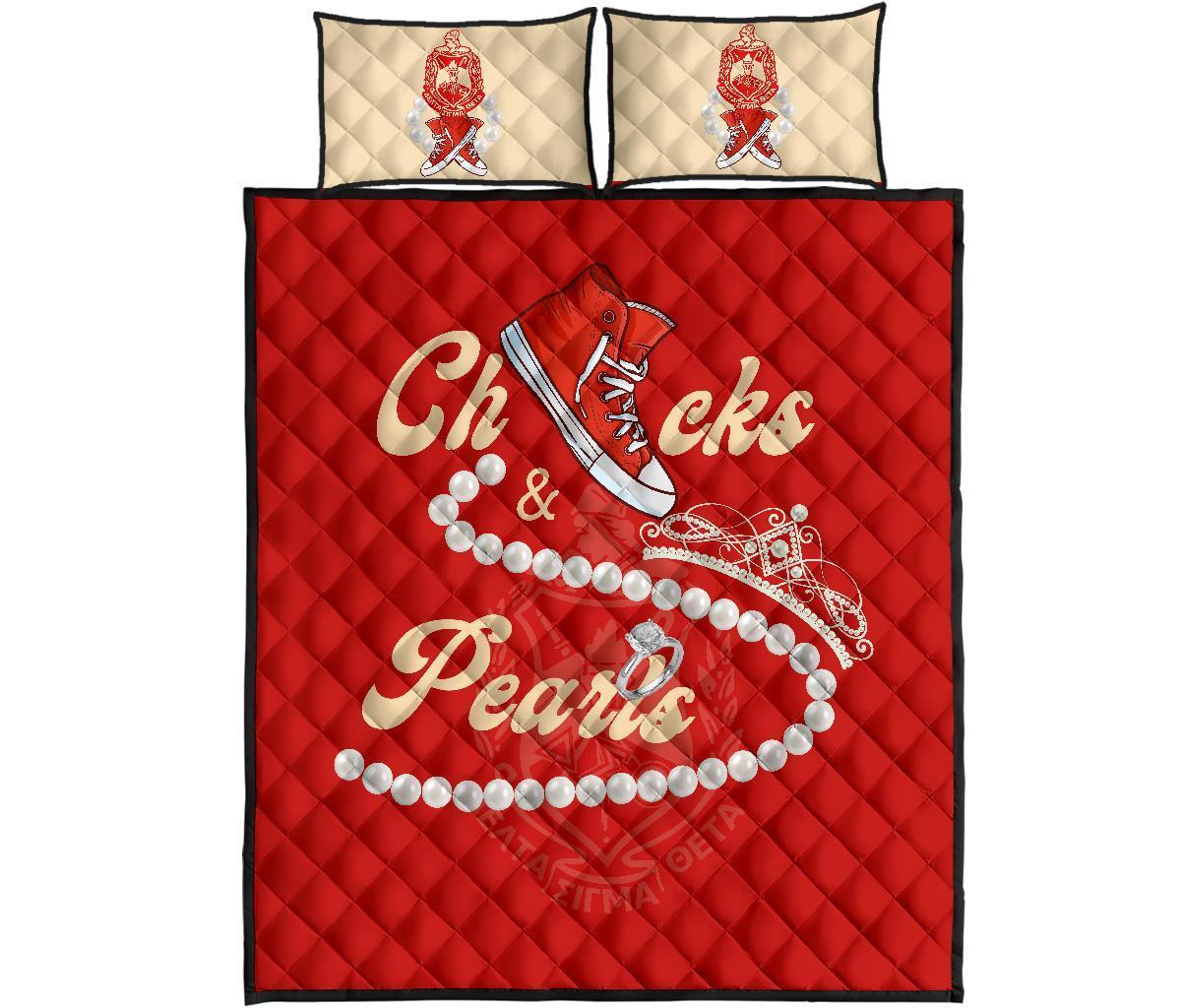 Greek Life Quilt –  Delta Sigma Theta Chucks And Pearls Quilt Bed Set K.H Pearls