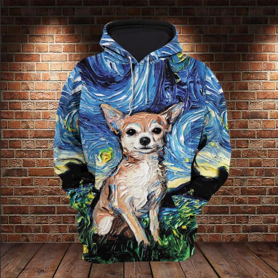 Starry Night Chihuahua All Over Printed Gift For Dog Lovers Us Unisex Size Hoodie