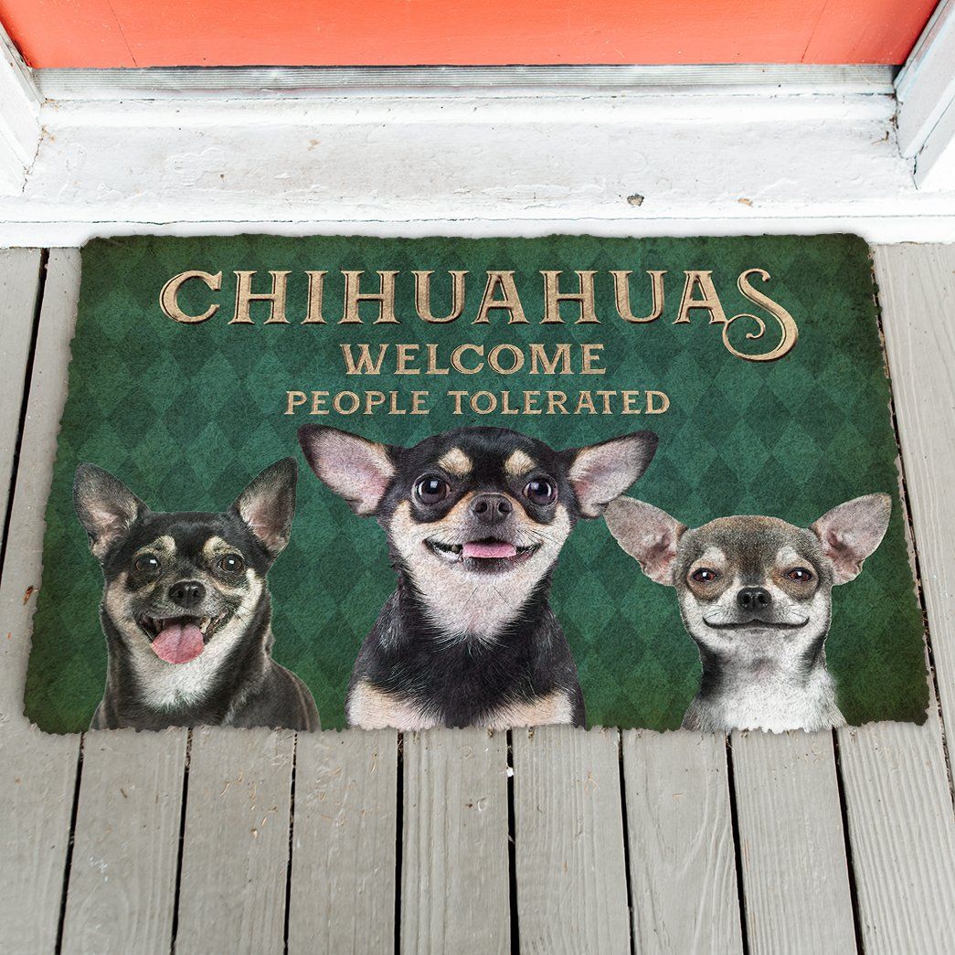 3D Chihuahuas Welcome People Tolerated Doormat