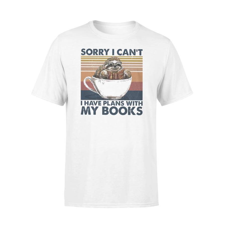 Sloth Sorry I Can’t I Have Plans With My Books Vintage Retro T-shirt