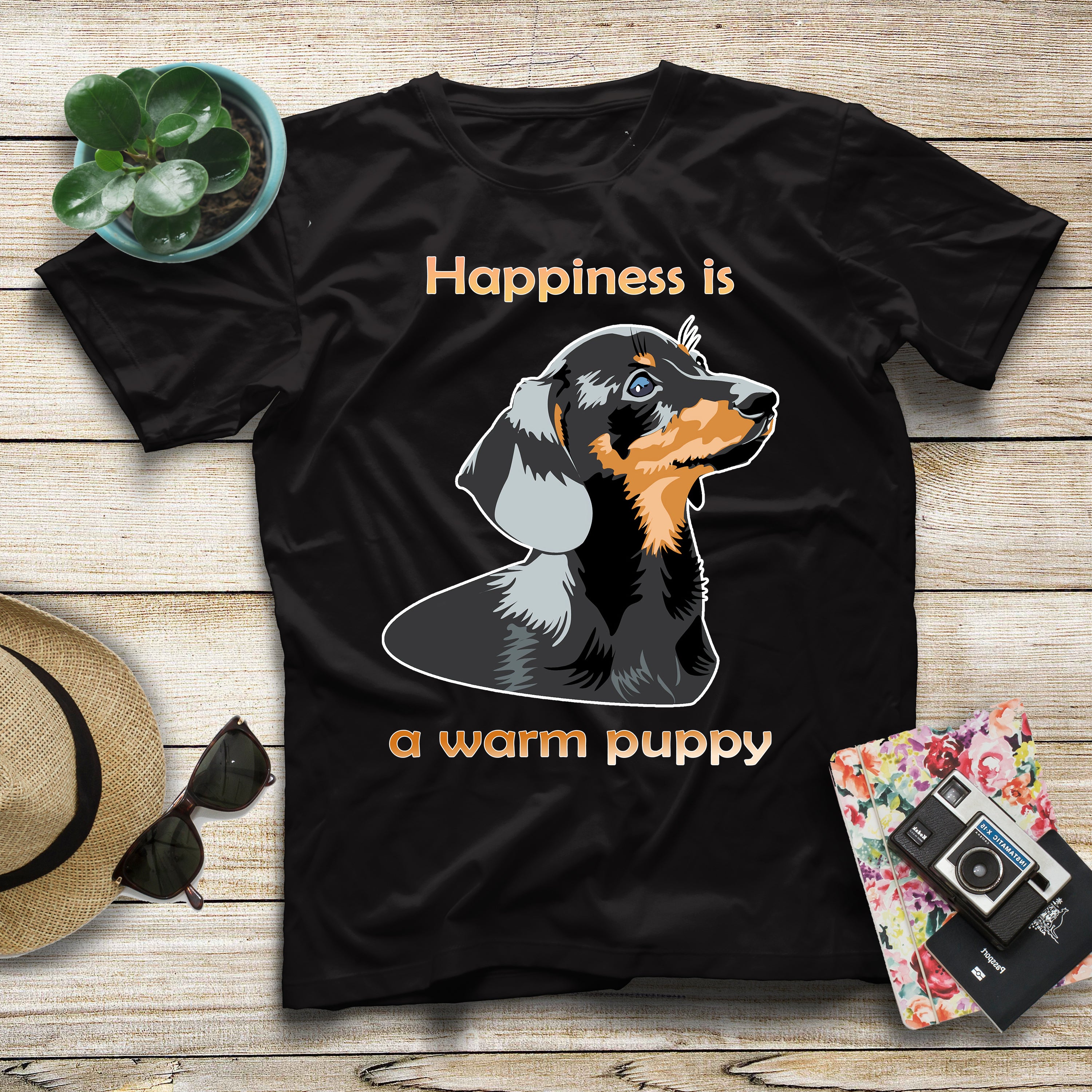 Happiness Is A Warm Puppy Gift Men Women Dog Lover T shirt – Standard T-shirt