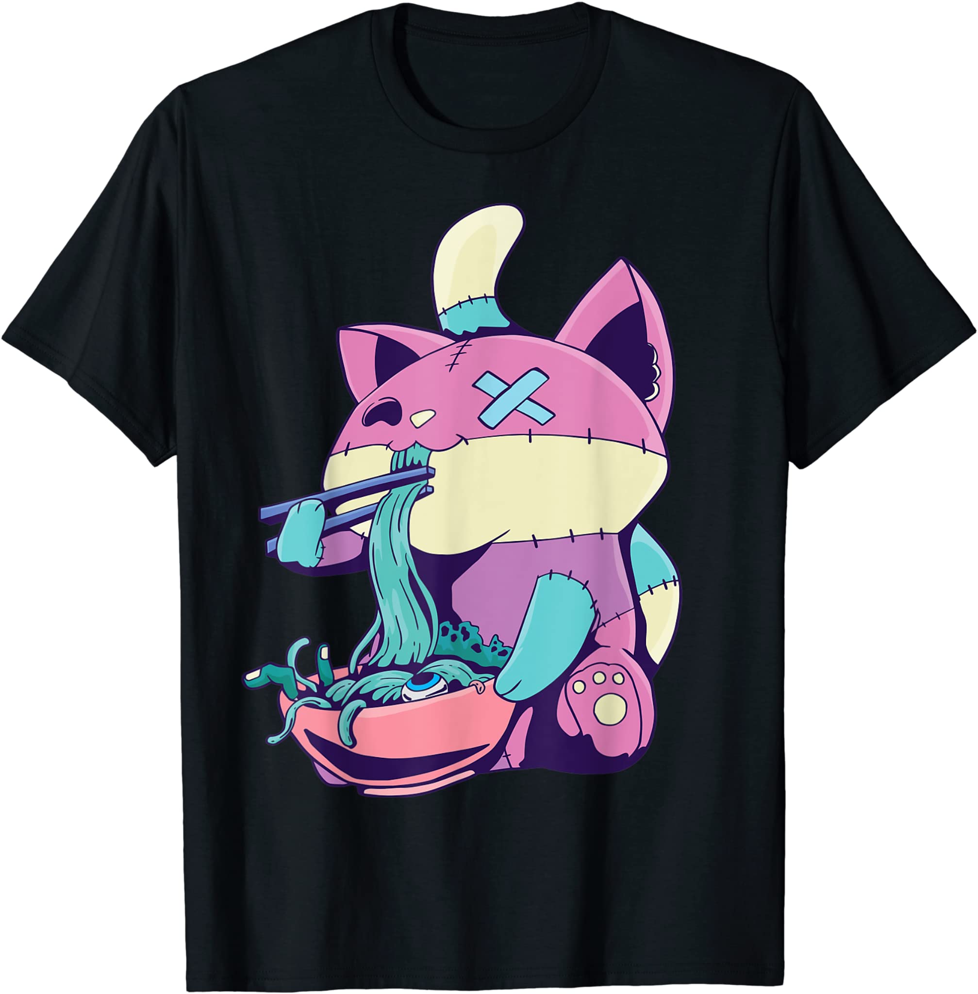 Pastel Goth Ramen Cat Anime Kawaii T-Shirt