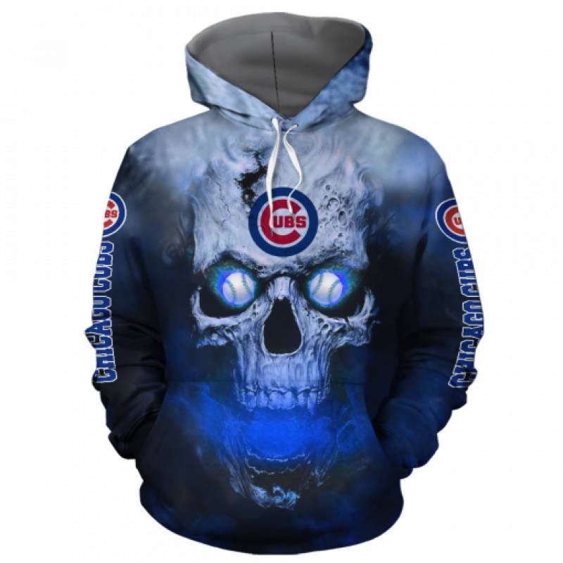 Men / Women Chicago Cubs 3D Skull Hoodie, Chicago Cubs All Over Print Apparel